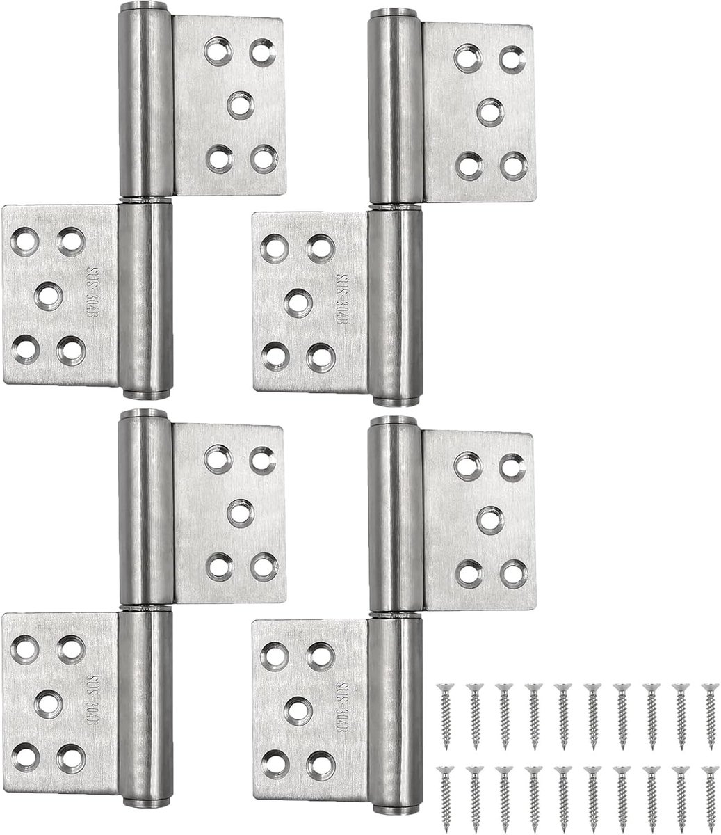 Deurscharnieren 132 x 100 mm - roestvrij staal - zware belasting - ideaal voor tuinpoorten - SnelShoppen