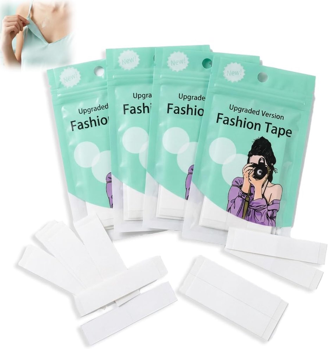 Dubbelzijdig mode tape - 144 stukken - transparant - perfect voor kledingbevestiging - SnelShoppen