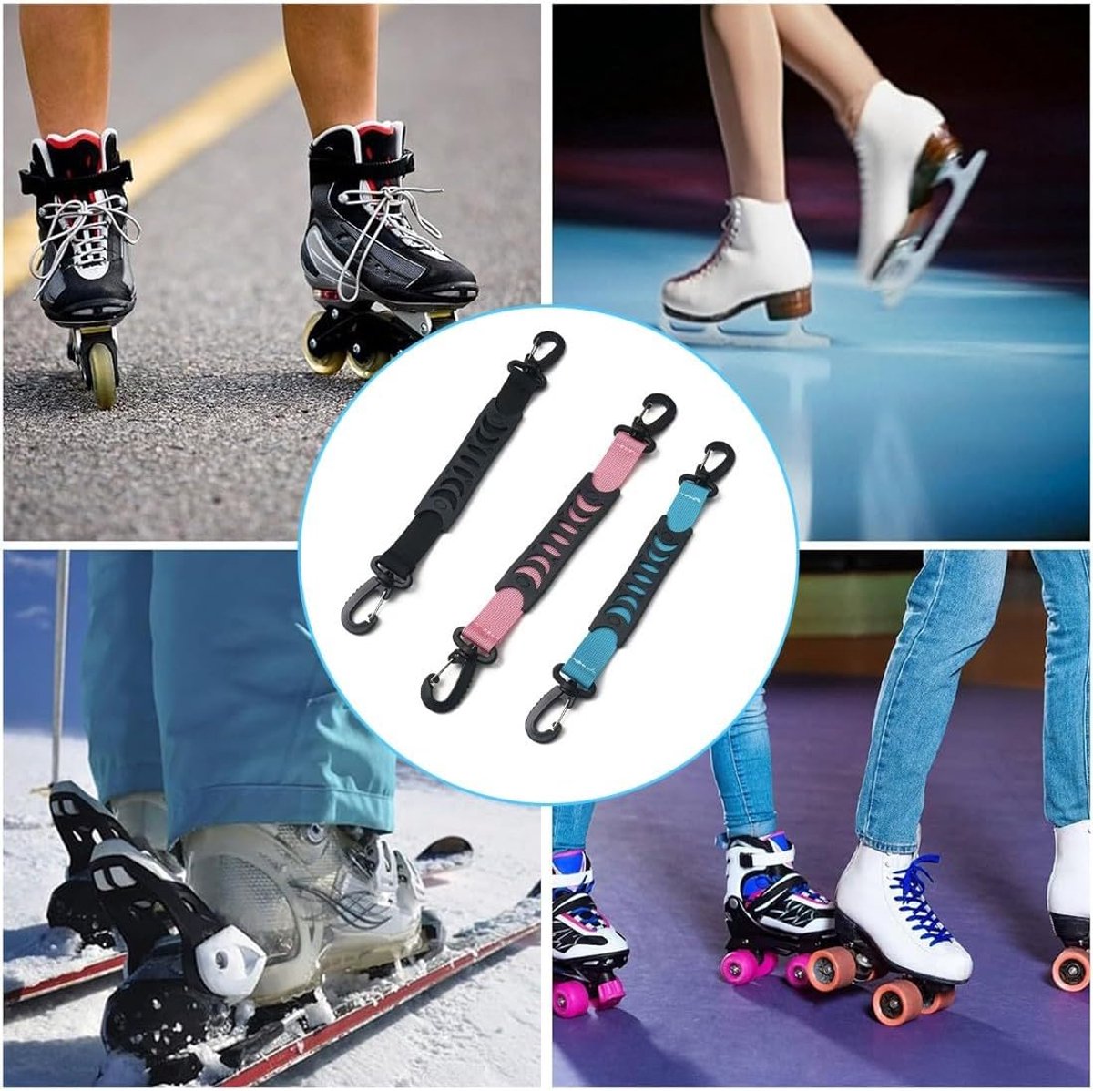 Skates draagriem - 3 stuks - ski- en rolskates draaghandgreep - eenvoudig vervoer van skispullen - SnelShoppen