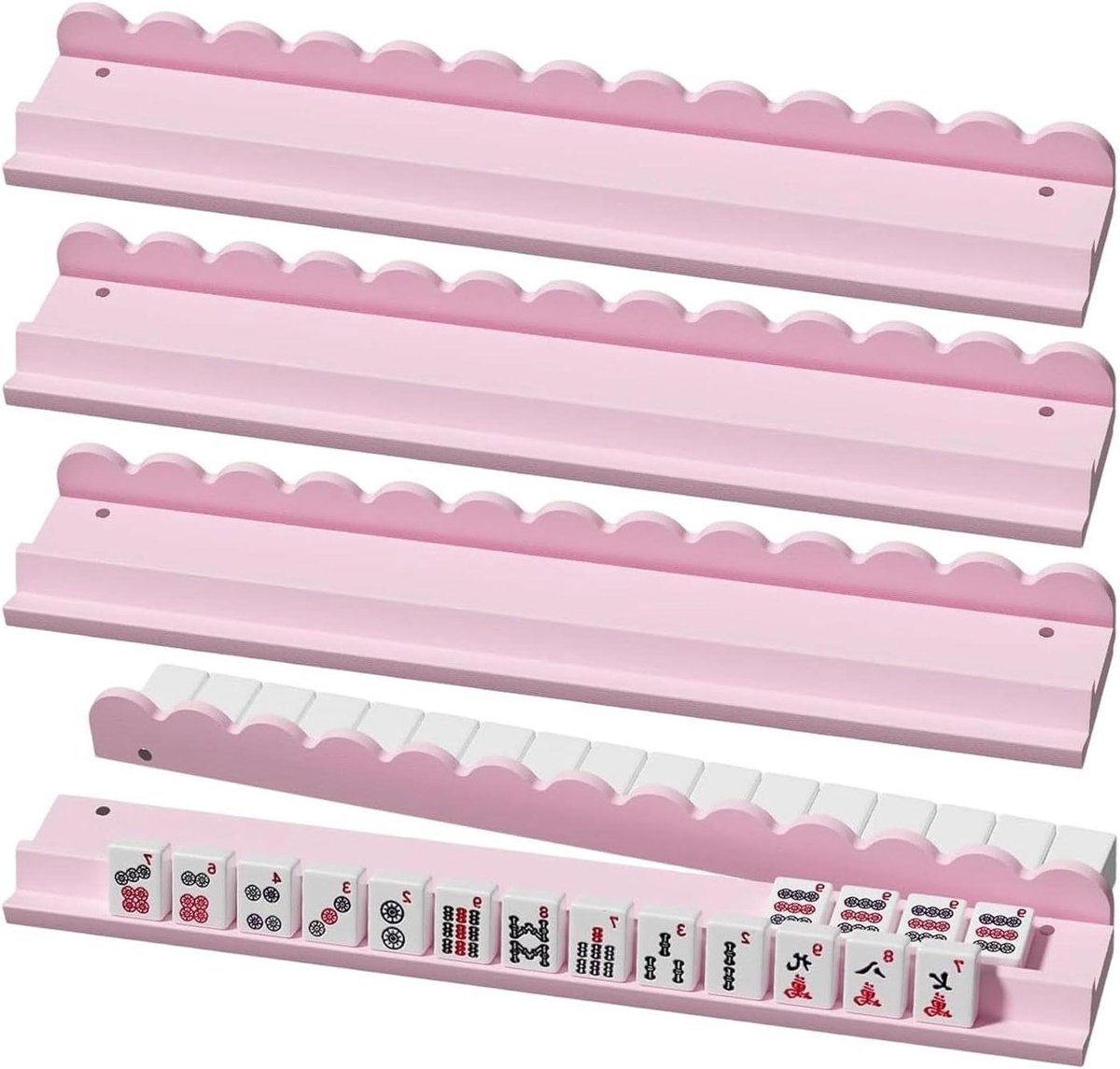Mahjong houders - Tegelrekken Mahjong accessoires - Mahjong spelen - Magnetische structuur - 4-delig - Houtkleur