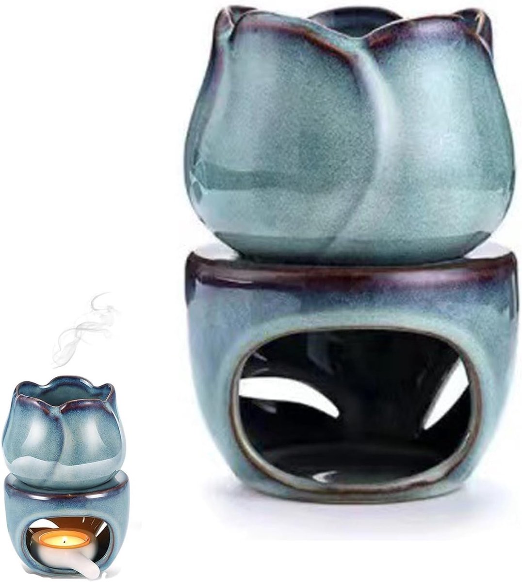 Aromatherapie-brander - afneembare keramiek - blauwe geurlamp - creëert een vredige sfeer - SnelShoppen
