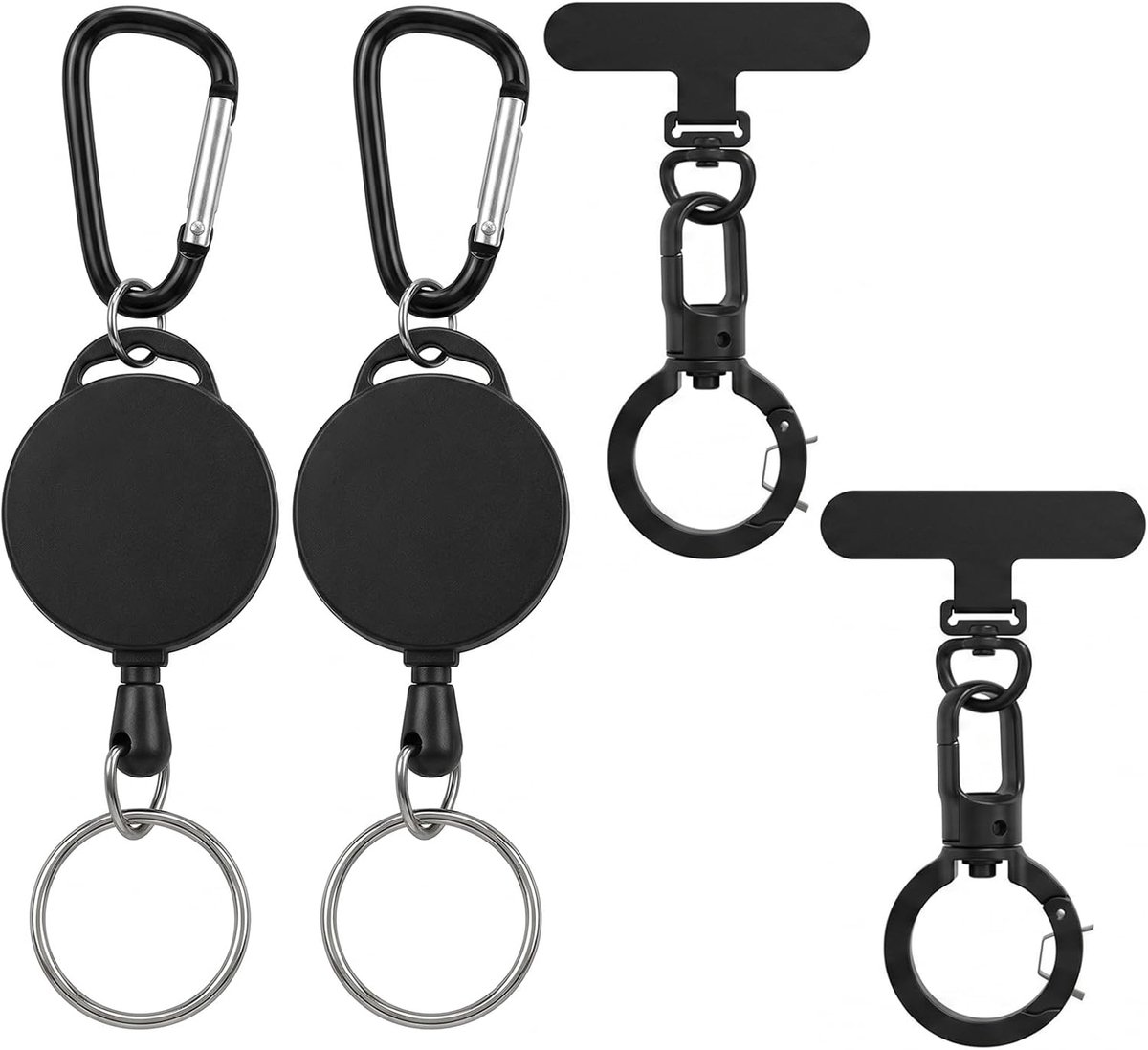 Intrekbare armband met karabijnhaak - roestvrij staal - 360 graden lipje - ideaal voor wandelen - SnelShoppen