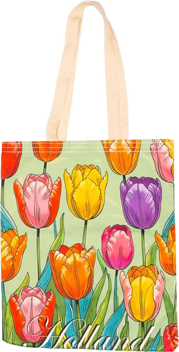 Holland Souvenir Tas - Katoen - Tulpen - Mint Groen