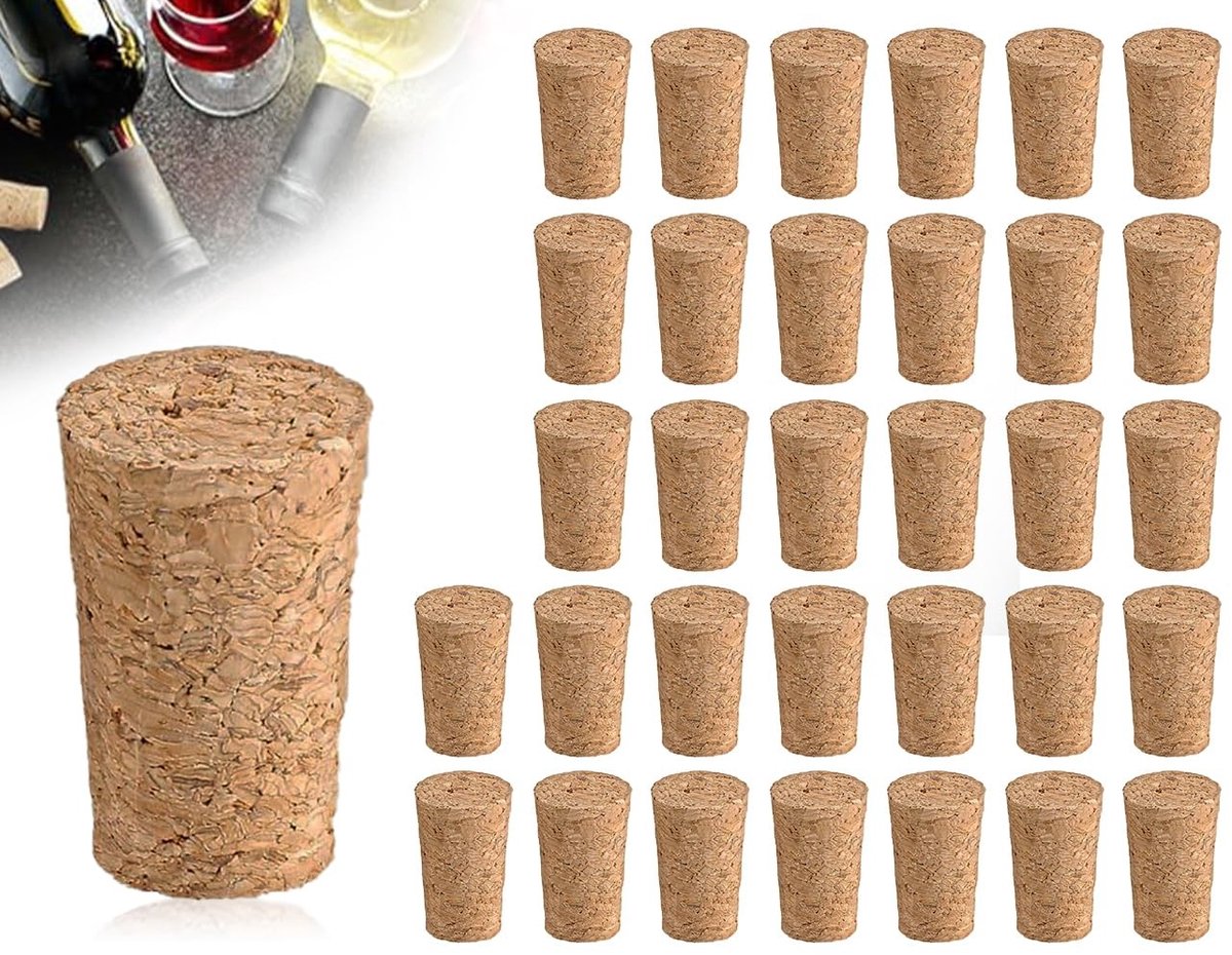 Dailygoods- Kurken Afdichtstop - Kurkstoppen voor Flessen - Natuurkurk - Handwerk - Kegelvormig - Hoogwaardige Kwaliteit - Flessendoppen