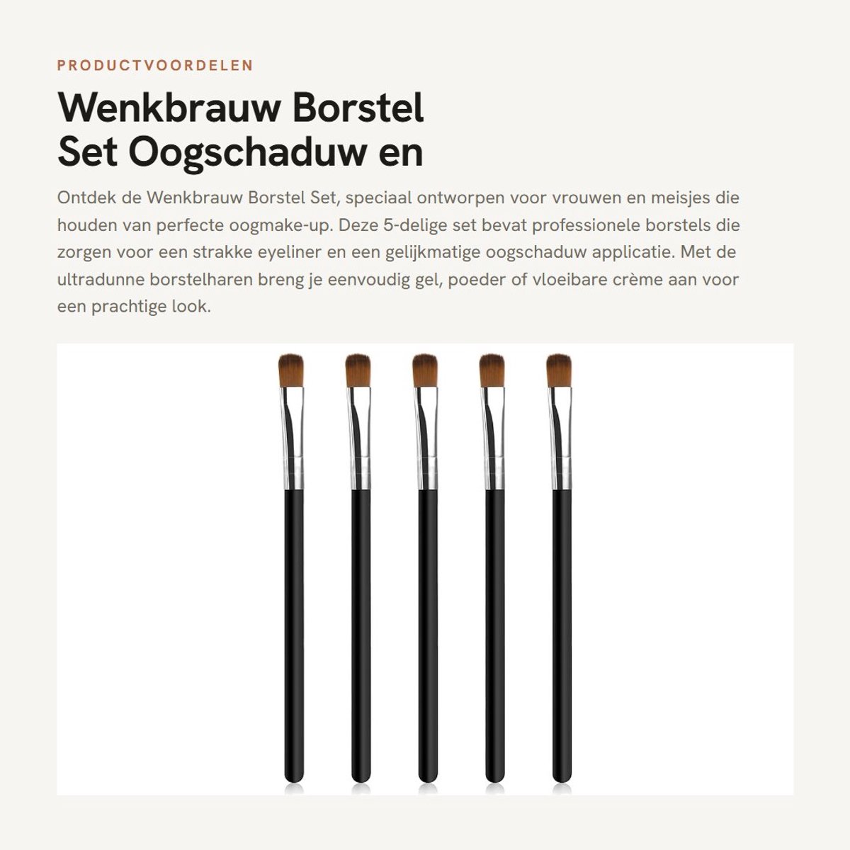 Dailygoods- Wenkbrauwborstel Set - 5 Stuks Oogschaduwkwasten - Professionele Eyeliner Borstels - Zachte Borstelharen - Lichtgewicht en Duurzaam - Make-upkwasten