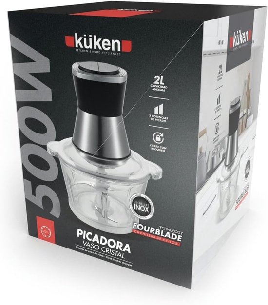 Keukenmachine - Blender Mixer - Eten Bereiden - Krachtige Motor - 2L Inhoud - Zilver — afbeelding 2