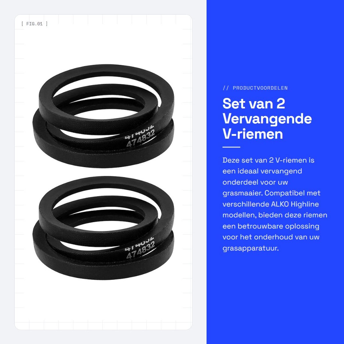Dailygoods- Grasmaaier V-riem 825 mm - Vervangend Onderdeel - 2 Stuks - Compatibel met ALKO Highline - Duurzaam Materiaal - Betrouwbare Prestaties - Maaiervet