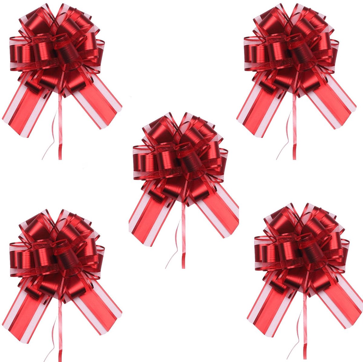 Dailygoods- Trekstrikjes 5 Stuks - Decoratieve Strikjes - Cadeauverpakking - Bruiloftdecoratie - Feestdecoraties - 6,3 inch x 7,9 inch - Cadeau Strik