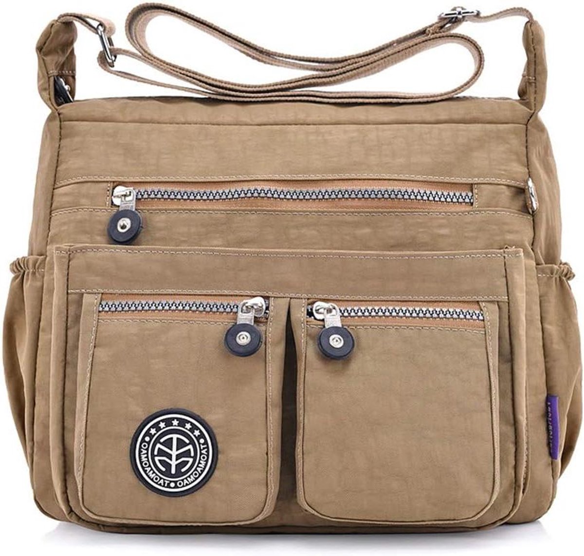 Nylon Crossbody Tas - Schoudertas Dames - Dagelijks Gebruik - Multi-Pocket Ontwerp - Compact Formaat - Beige