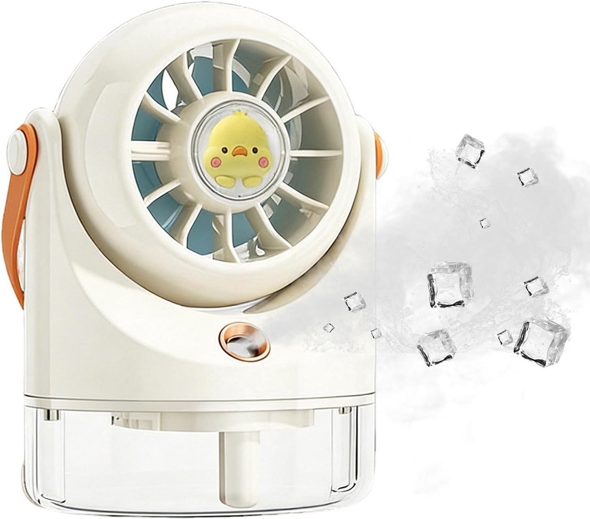 Vernevelende ventilator - Handheld mist ventilator - Persoonlijke verkoeling - Fluisterstille werking - 12.9 cm hoog - Wit