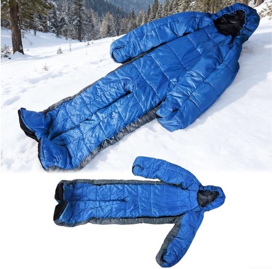 Menselijke Slaapzak - Humanoïde Slaapzak - Kamperen Buiten - Met Teen Ventilatie - XL - Blauw-grijs — afbeelding 2