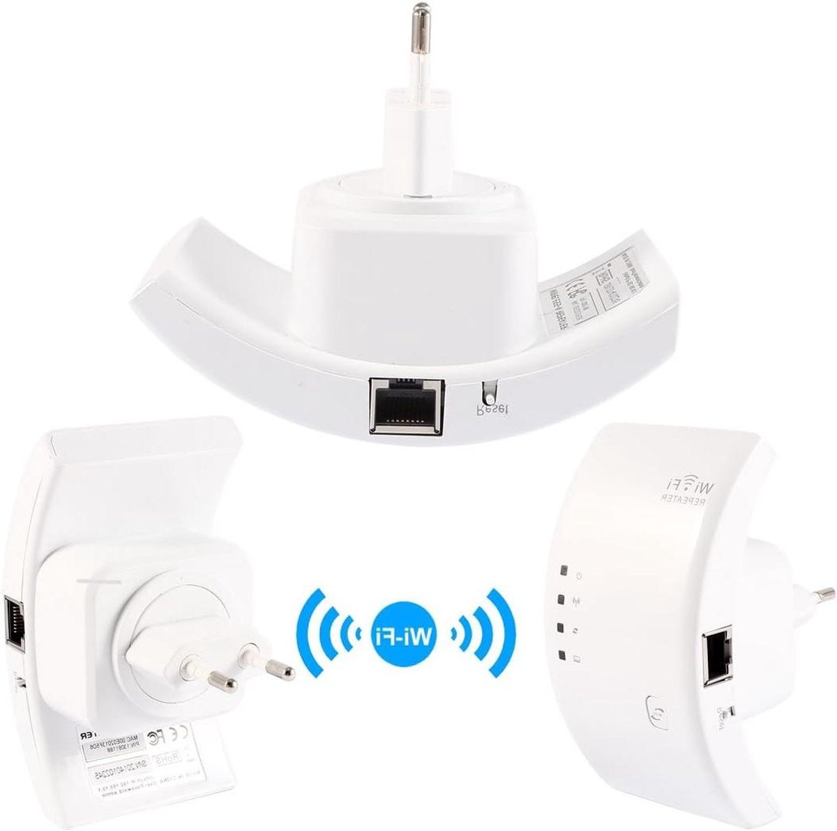 Wifi Repeater - WLAN Versterker Netwerk - Draadloze Dekking Uitbreiden - 300Mbps Snelheid - 11 x 6 x 9cm - Wit