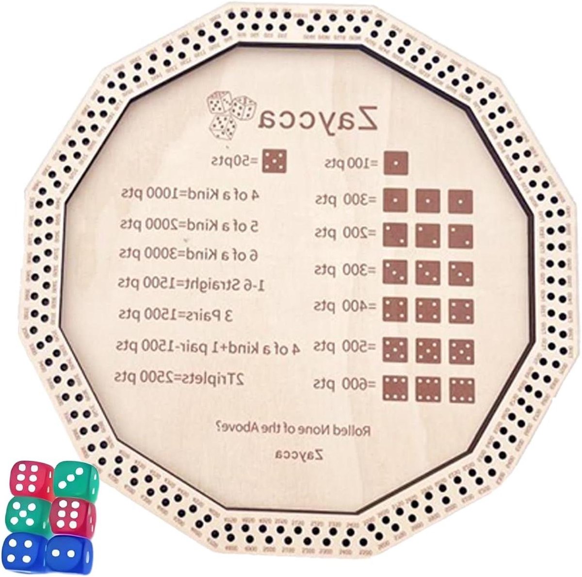 Dobbelsteen Bakjes - Dobbelbord Houten - Familiegames Avond - Vervormingsbestendig Hout - 18 x 18 cm - Natuurlijk Hout