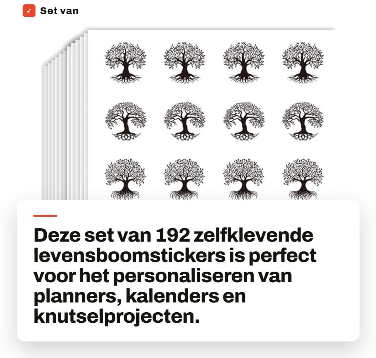 Dailygoods- Levensboomstickers 192 stuks - Decoratieve Stickers - PVC Stickers - Plakboek Stickers - Mystieke Boomstickers - Afmeting 150 mm