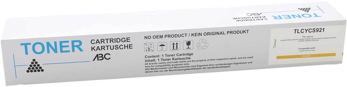 ABC huismerk toner geschikt voor Lexmark 76C00Y0 geel CS921de CS921dh CS923de CX920de CX921de CX922de CX923dte