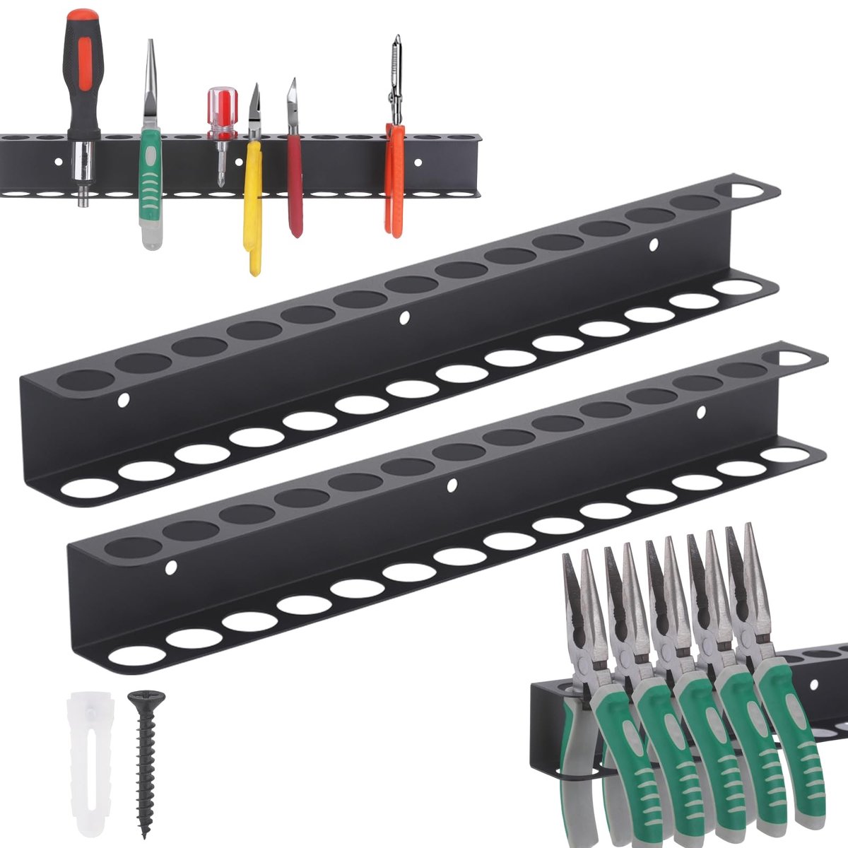 Dailygoods - Set van 2 Wandgereedschapsrekken voor Efficiënte Opberging van Gereedschappen