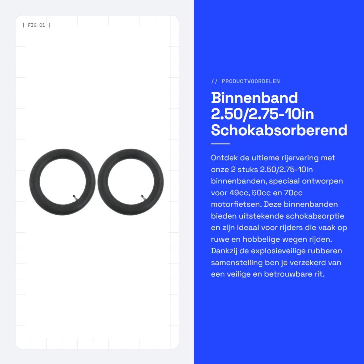 Dailygoods- Binnenband 2,50/2,75-10 inch - Schokabsorberend - Explosieveilig - Butylrubber - Geschikt voor terreinvoertuigen - Hoge schokdemping - Motorband