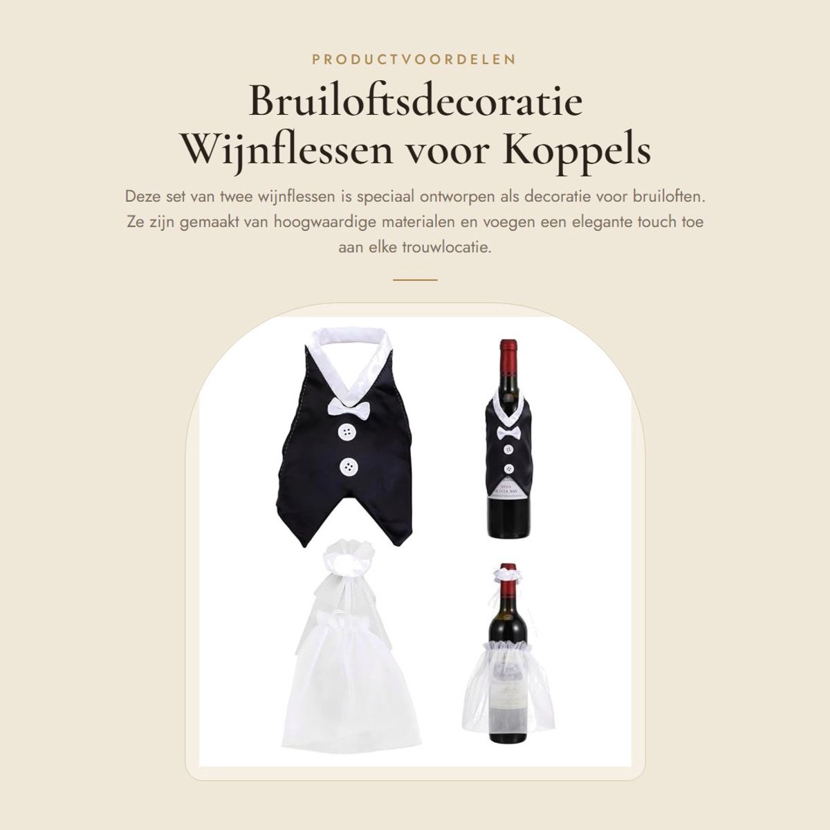 Dailygoods- Wijnfles Decoratie - Bruiloft Versiering - Tafeldecoratie - Vrijgezellenfeest - Verloving - Hoogwaardige Materialen