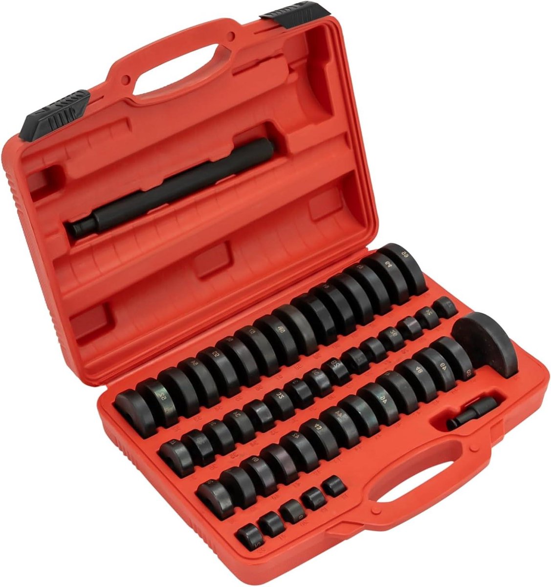 Wiellager Montageset - Lagerpers Gereedschap - Voertuigonderhoud - 52 Delig Koolstofstaal - 18-65 mm - Zwart Rood