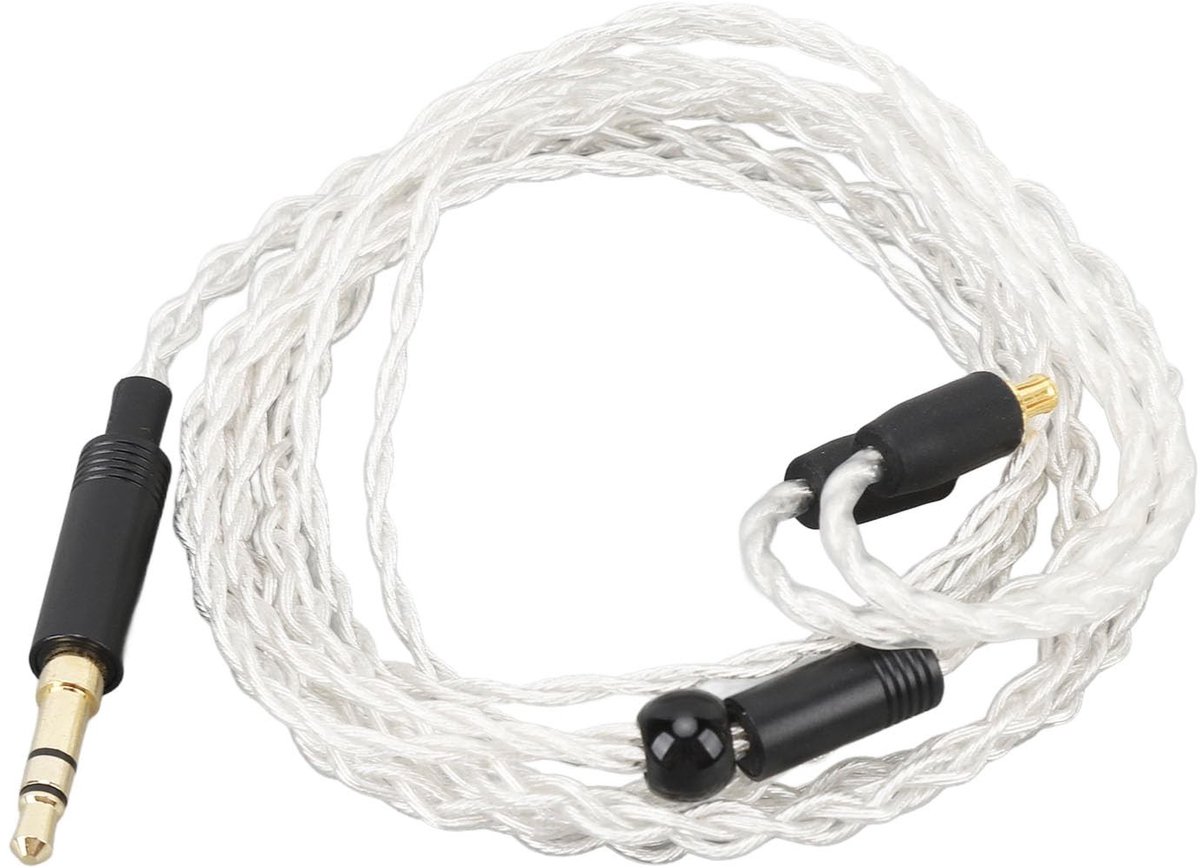 Dailygoods- Audio-upgradekabel 1,2 M - Klitvrije Kabel - 3,5 Mm Verzilverd Koper - Plug en Play - Compatibel met Hoofdtelefoons - Voorgevormde Oorhaakjes - Hoofdtelefoonkabel