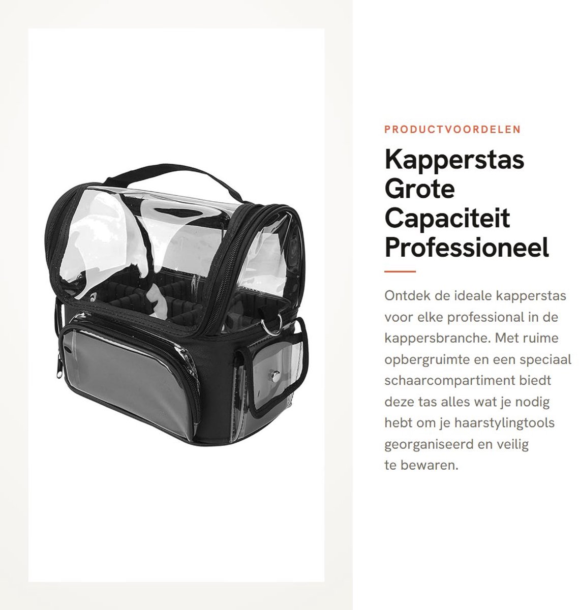 Dailygoods- Kapperstas Grote Capaciteit - Professioneel/Praktisch - Schaarcompartiment - Eenvoudig/Stijlvol - Handige Riem - Ruime Opbergruimte