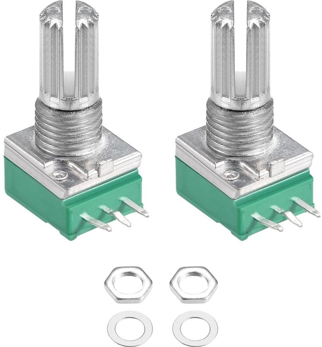 Variabele Weerstand - Dubbele Draai - Elektronica Aanpassen - Koolfilm Component - 5K Ohm - Zilverkleurig