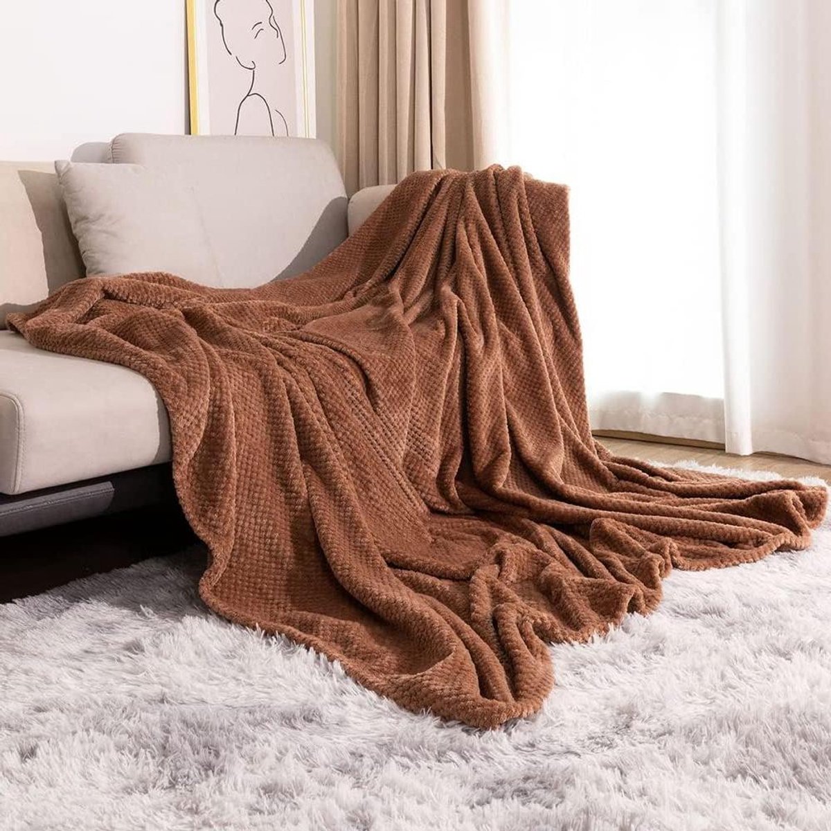 Knuffeldeken Flanel - Pluche Deken - Comfortabel Ontspannen - Superzacht Microvezel - 160 x 200 cm - Geel