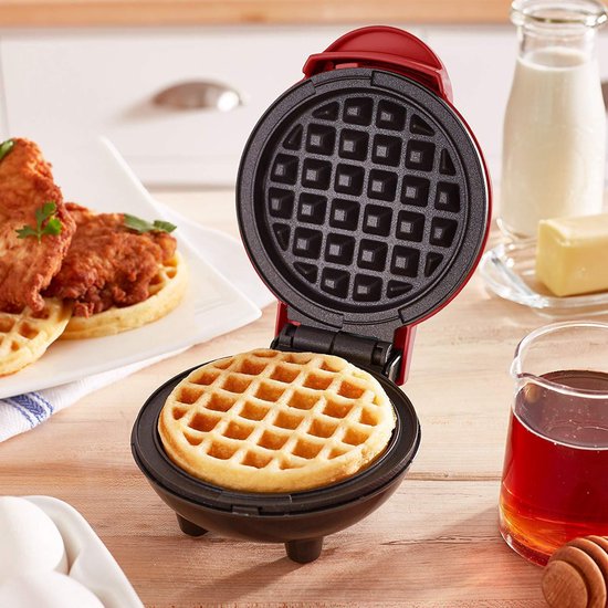 Mini wafelijzer - Wafelijzer - Hartvormig wafelijzer - Ontbijtwafelijzer - Sandwichmaker - Wafelijzer met antiaanbaklaag - 12*16,2*7 cm - Rood - ABS — afbeelding 5