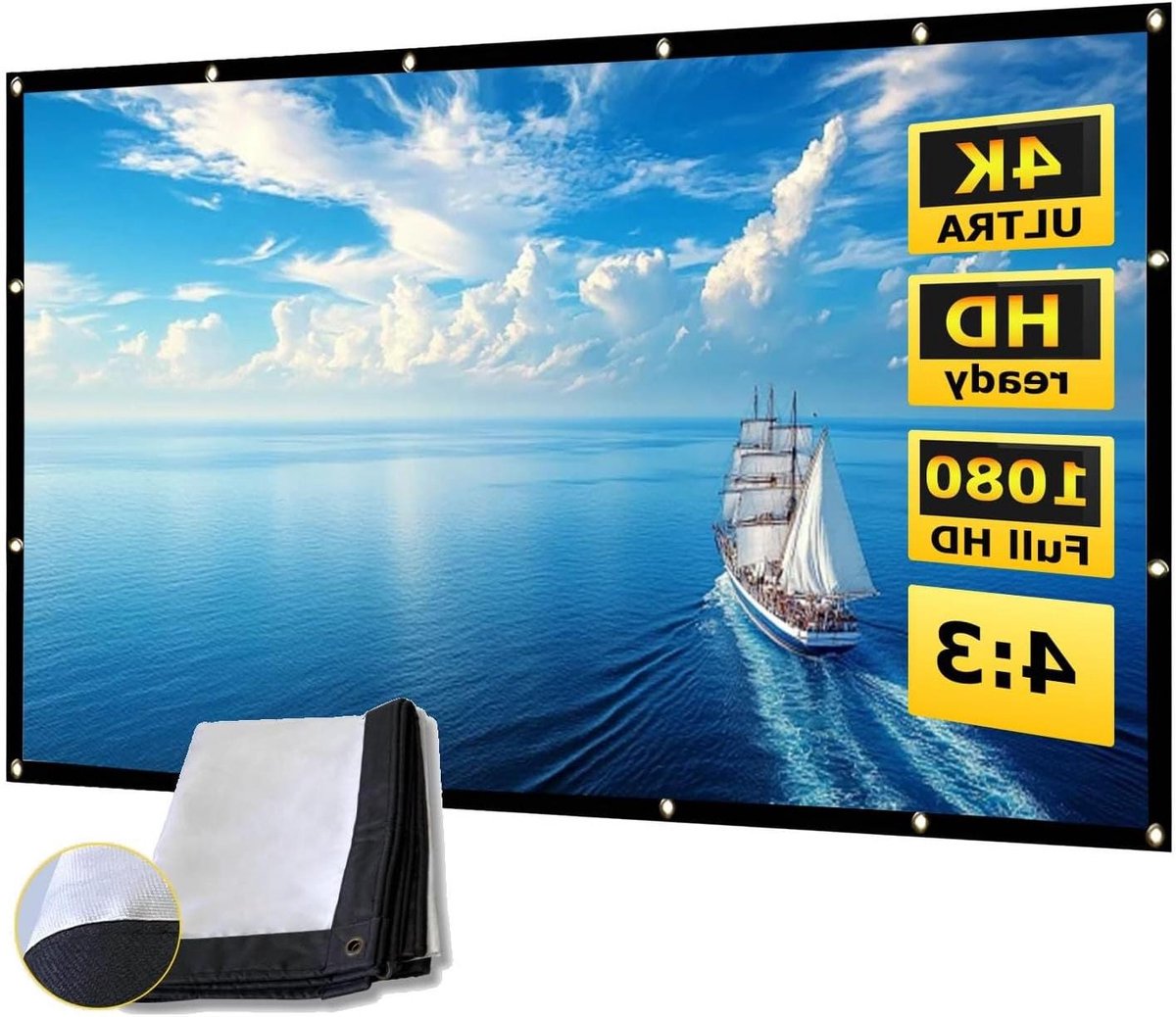 Projectiescherm - Beamerscherm Opvouwbaar - Thuisbioscoop Maken - Kreukvrij Canvas - 100 inch 4:3 - Wit
