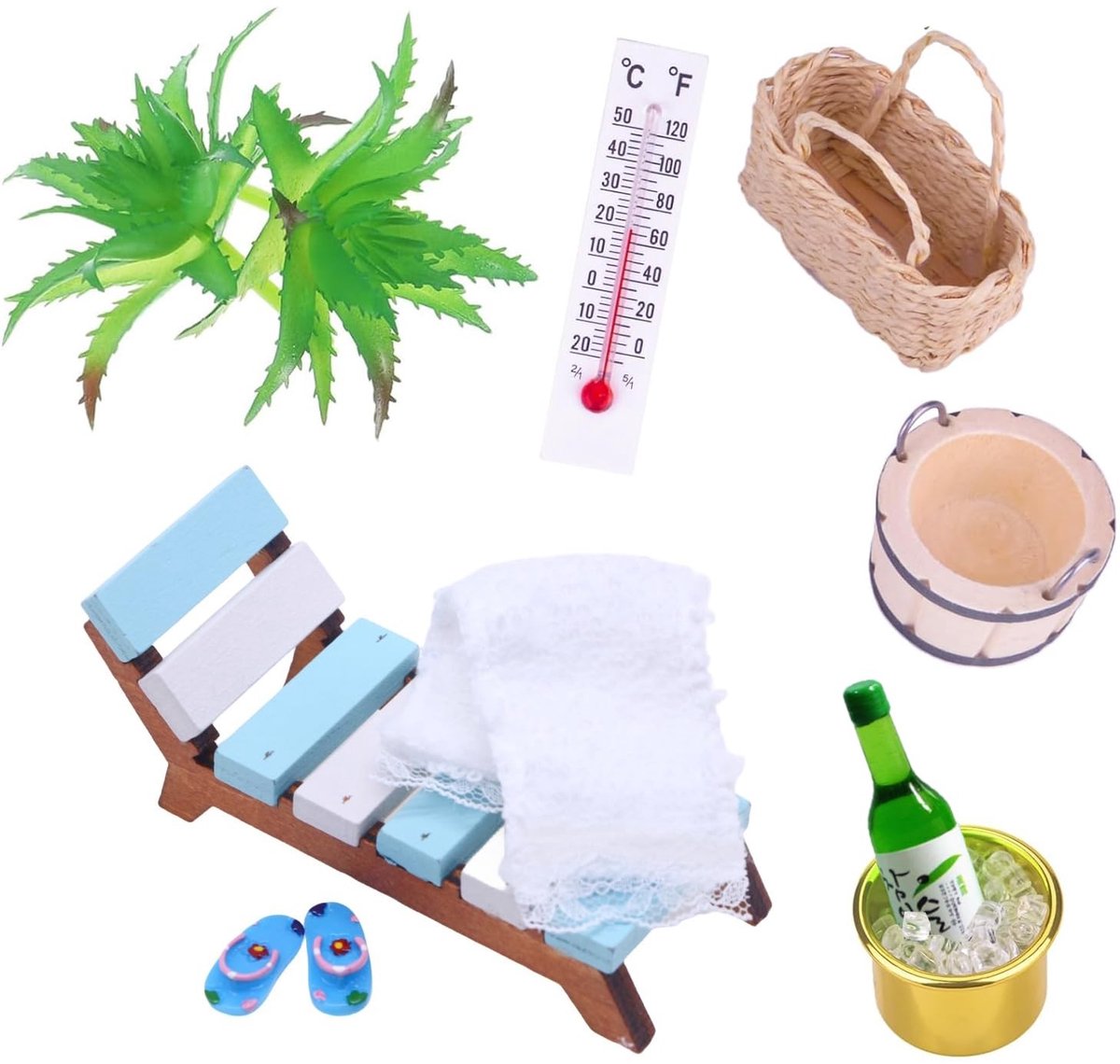 Dailygoods- Strandstoel Opvouwbaar - Mini Strandstoel Set - Houten Strandstoel - Strandstoeltjes Lichtgewicht - Foto-Rekwisieten - Accessoires - Miniatuurstoel