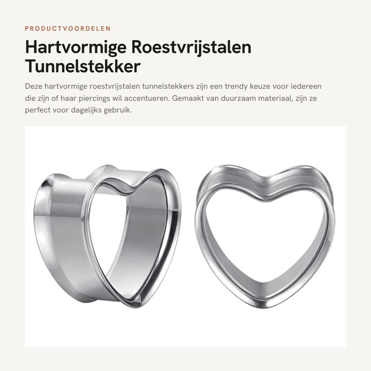 Dailygoods- Trompettunnelstekker Hartvormig - Roestvrij Staal - Expanderpiercing - Oormeetinstrument - Cadeau - 25 mm Geschenkverpakking - Piercing