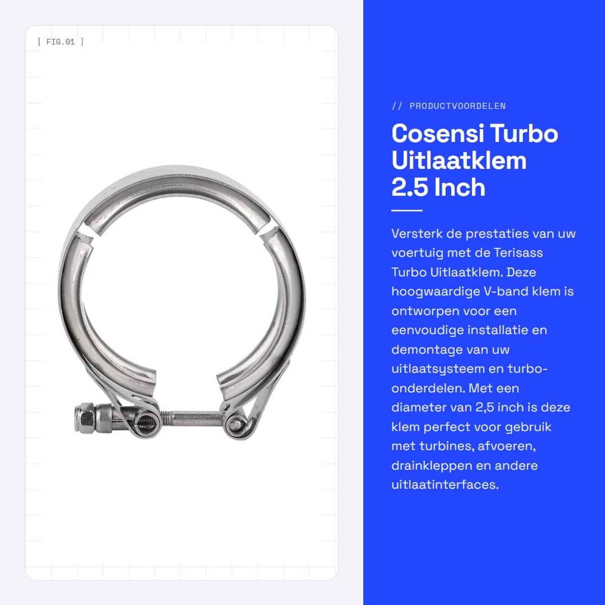 Dailygoods- Uitlaatklem 2.5 Inch - V-Band Turbo Klem - Schokbestendig - Antiroest - Geschikt voor Auto's/Motoren - Eenvoudige Installatie - Uitlaatbeugel