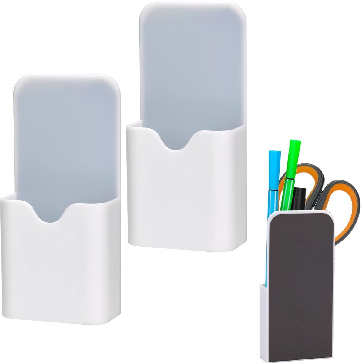 Dailygoods- Potloodhouder Magnetisch - 2 Stuks - Bureau Organizer - Kantoorbenodigdheden - Pennenhouder - Kunststof - 12 x 5,7 x 2,7 cm