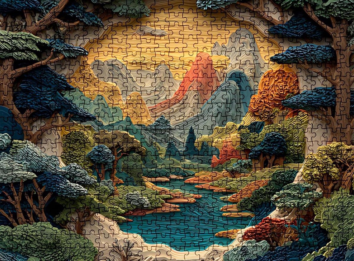 Houten Puzzel - Landschap Puzzel - Familie Entertainment - Hoge Resolutie Print - 122 x 81 cm - Boslandschap