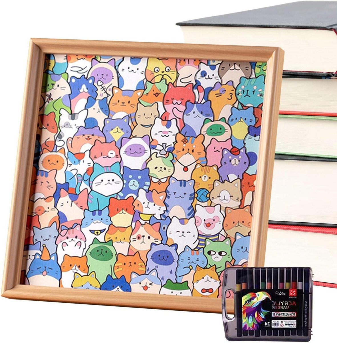 Houten Kattenpuzzel - Legpuzzel Frame - Creatief Knutselen - 2-in-1 Puzzel Fotolijst - 30x30x2.5cm - Niet gespecificeerd