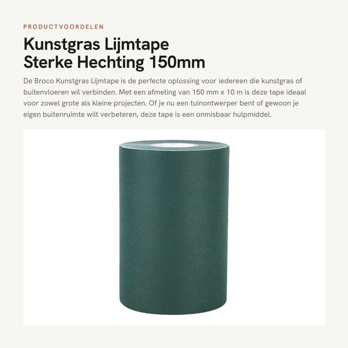 Dailygoods- Tape 150 mm x 10 m - Kunstgras - Naaitape - Verbindingstape - Tuin - Sterke hechting