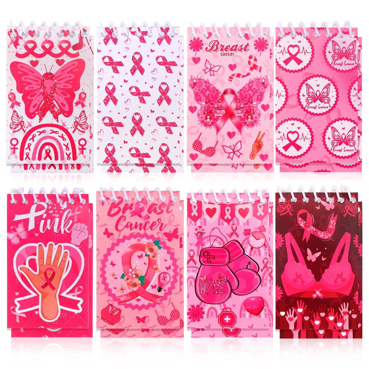 Dailygoods- Notitieboekjes 8 Stuks - Mini Notitieboekjes - Roze Lint - Inspirerende Notitieboeken - Zakformaat - Feestbenodigdheden - Notitieblok