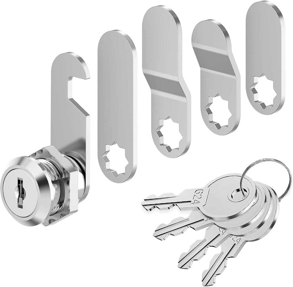 Veilige brievenbus slot met 4 sleutels en 5 verschillende slotplaten, ideaal voor brievenbussen en kastdeuren, diameter 18 mm, 16 mm cilinder, eenvoudig te installeren