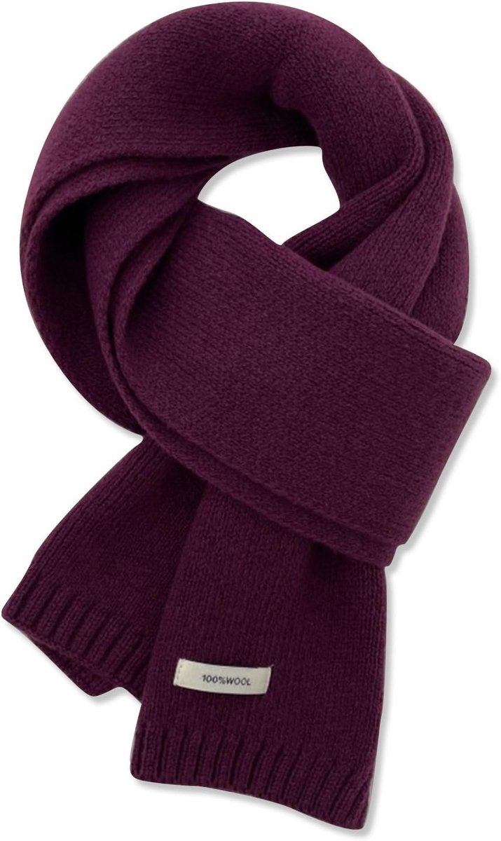 Winterse Gebreide Sjaal voor Dames en Heren - Klassieke Effen Kleur, Ribbelstructuur, Zachte en Warme Pashmina Sjaal 150×20cm