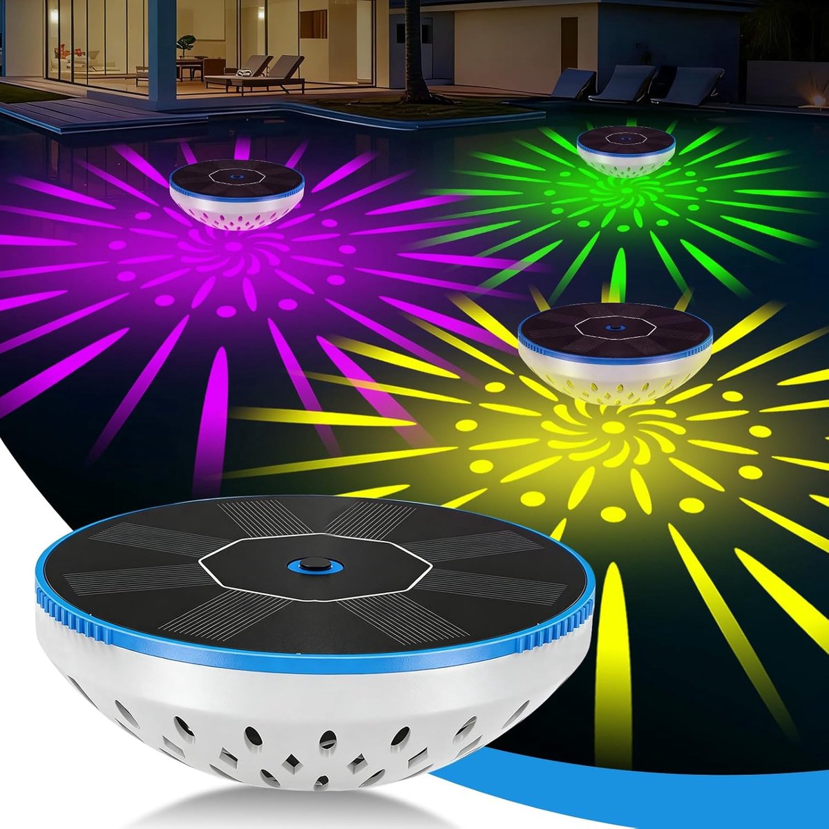 SnelShoppen - Solar zwembadverlichting onderwater met accu en afstandsbediening, LED kleurrijke lichtshow, IPX8 waterdichte whirlpool verlichting voor