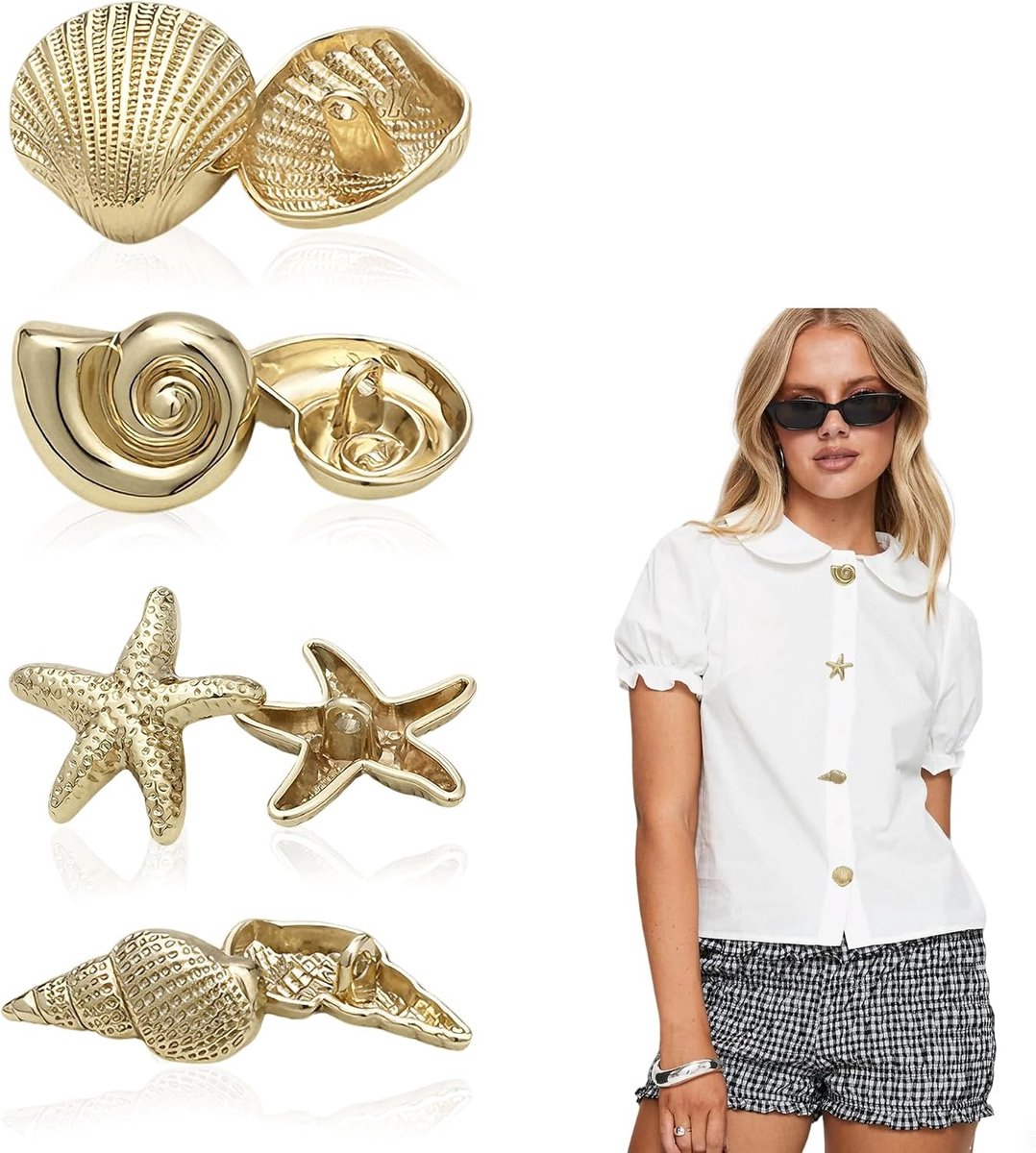 Set van 8 Onregelmatige Gouden Knopen voor Mode, Naaien en DIY Projecten - Perfect voor Jassen, Blazers en Hemden (22mm, 23mm, 25mm)