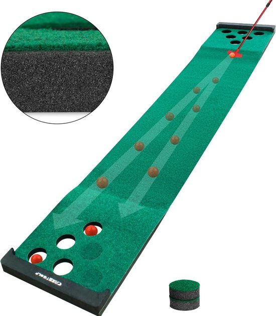 Golf Putting Mat voor Thuis - Perfect voor Oefenen met 2 Putters en 6 Ballen - Ideaal voor Beginners en Gevorderden van GOLF — afbeelding 2