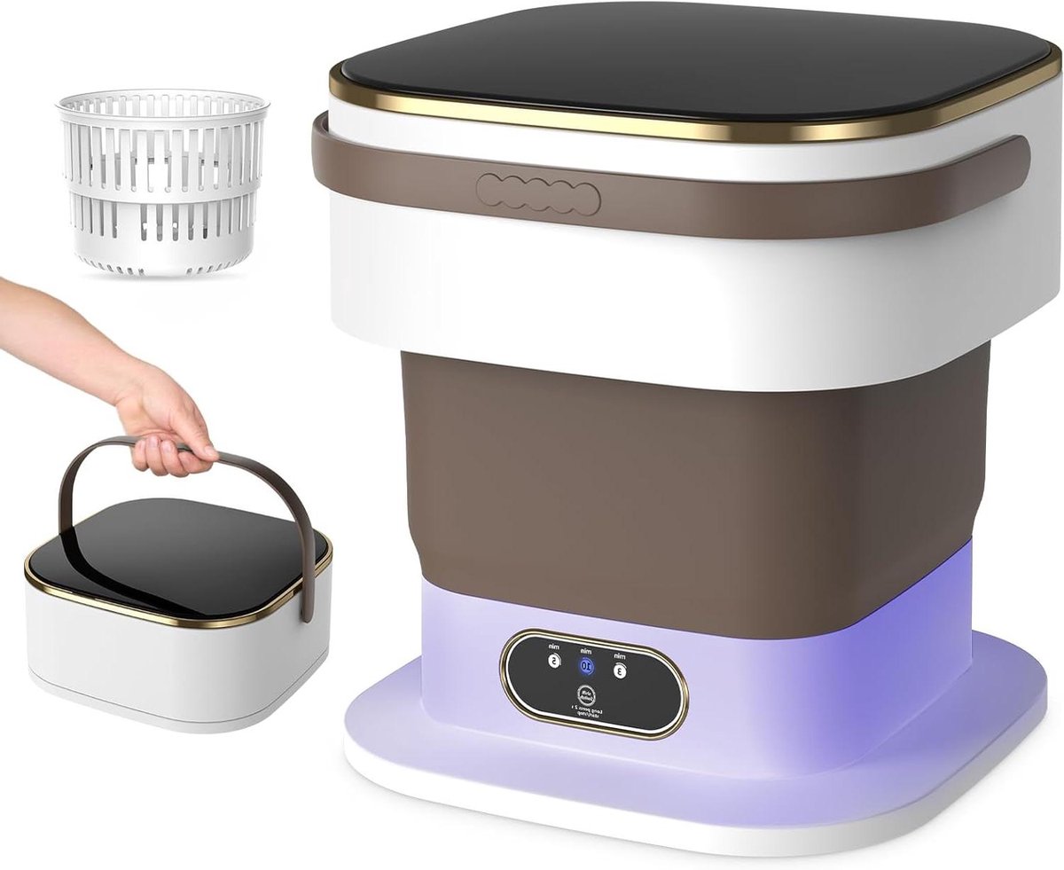 Draagbare Wasmachine Mini Wasmachine Kleine Was Opvouwbaar Ontwerp 15 Liter Kaki