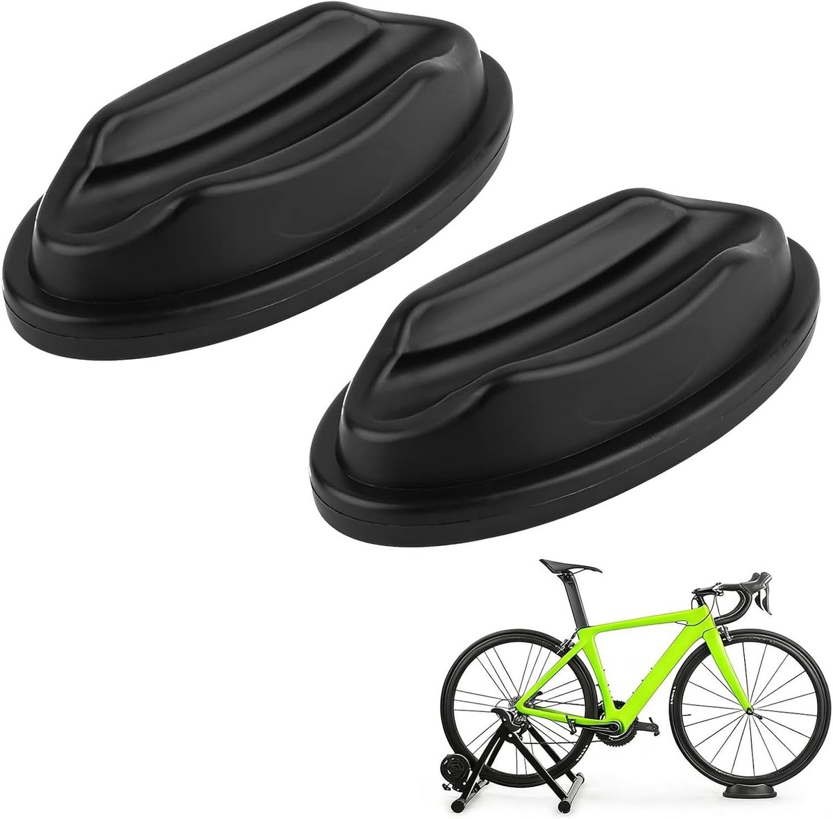 Voorwielsteun voor Fietstrainer - 2 Stuks - Ondersteuning voor Binnenfiets Training - Stabiele Roller voor Fietsen - Zwart