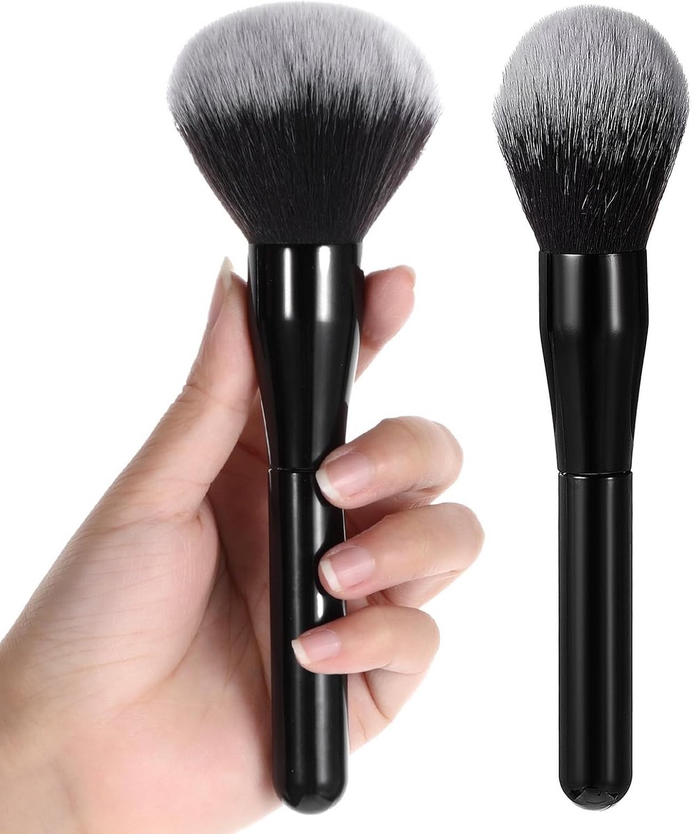 Set van 2 Grote Poederkwasten voor Professionele Make-up, Ideaal voor Blush, Bronzer en Contouren
