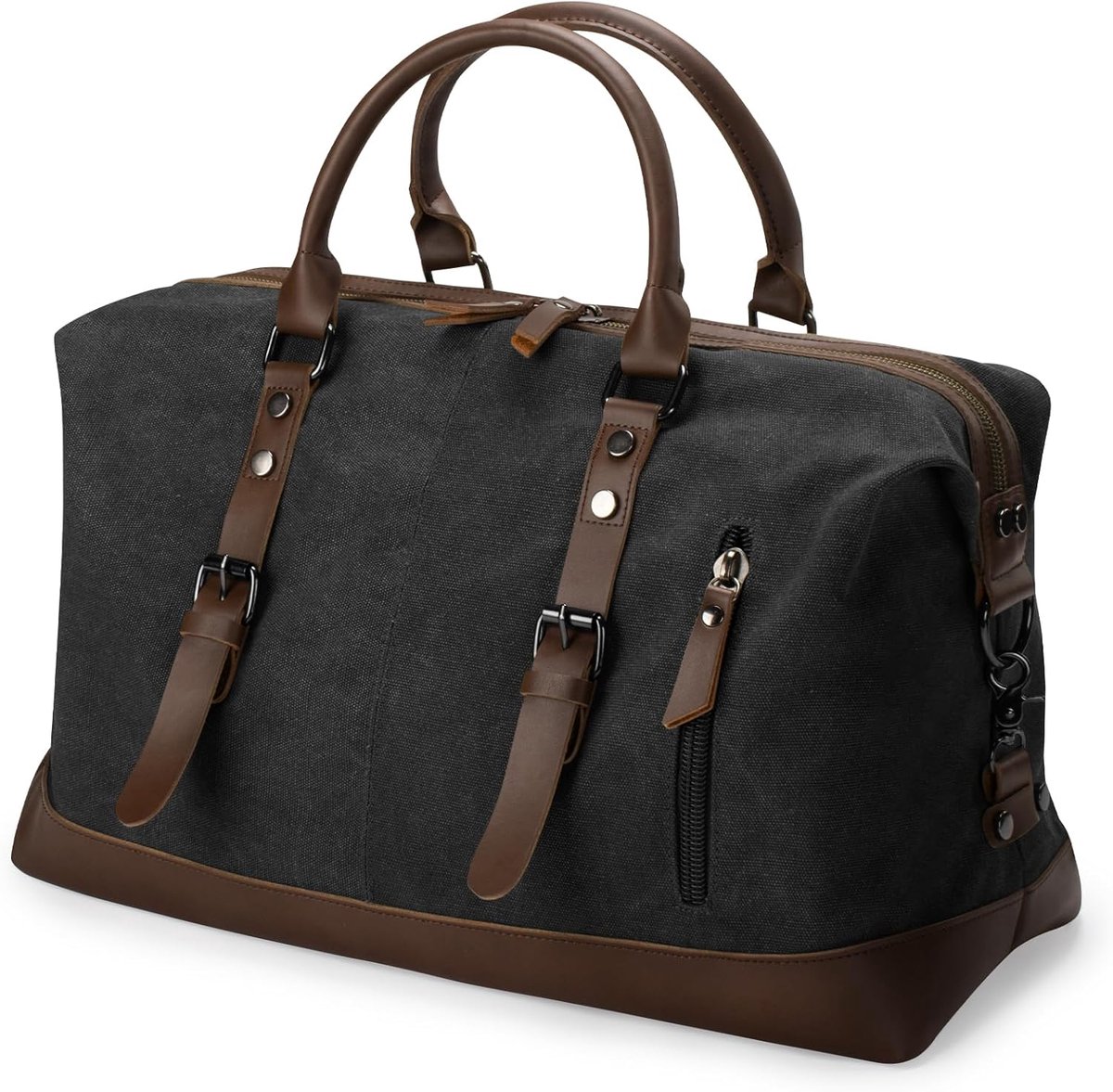 SnelShoppen - Vintage canvas reistas Uniseks Weekendtas Sporttas 32L Zwart voor Kamperen, Wandelen, Weekenduitjes, Reis, Sport, Outdoor