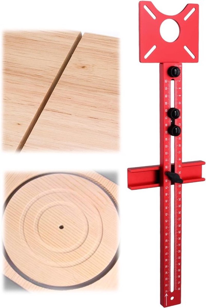 Verstelbare aluminium freeshulp, multifunctionele mal voor cirkels en rechte lijnen - Radius 90mm tot 370mm - Precisie en gebruiksgemak voor houtbewerking en metaalbewerking