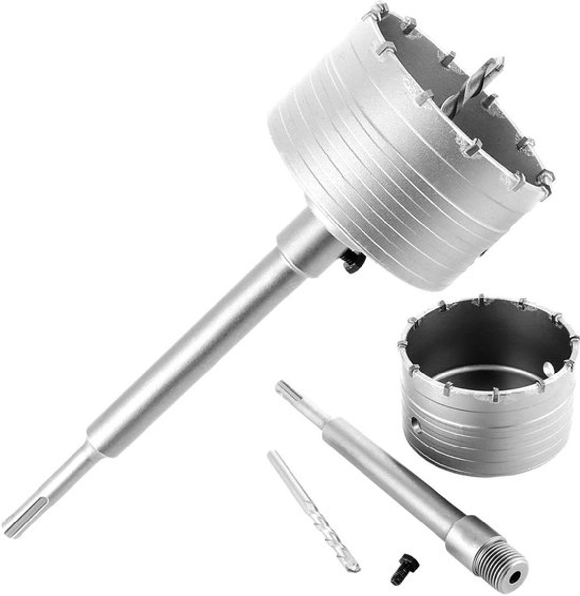 100 mm Boorkroonset met SDS-plus Verlenging en Centreerboor - Kernboor 100 mm Baksteen - Stopcontact Beton voor Metselwerk - Natuurstenen, Zandstenen, Kunststenen