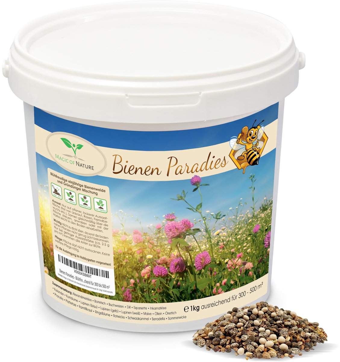 SnelShoppen - Magic of Nature Bloemenmeelmengsel 1kg - Bijenparadijs Bijenweide voor een kleurrijke tuin, bijvriendelijk, 100% natuurlijk, ideaal voor