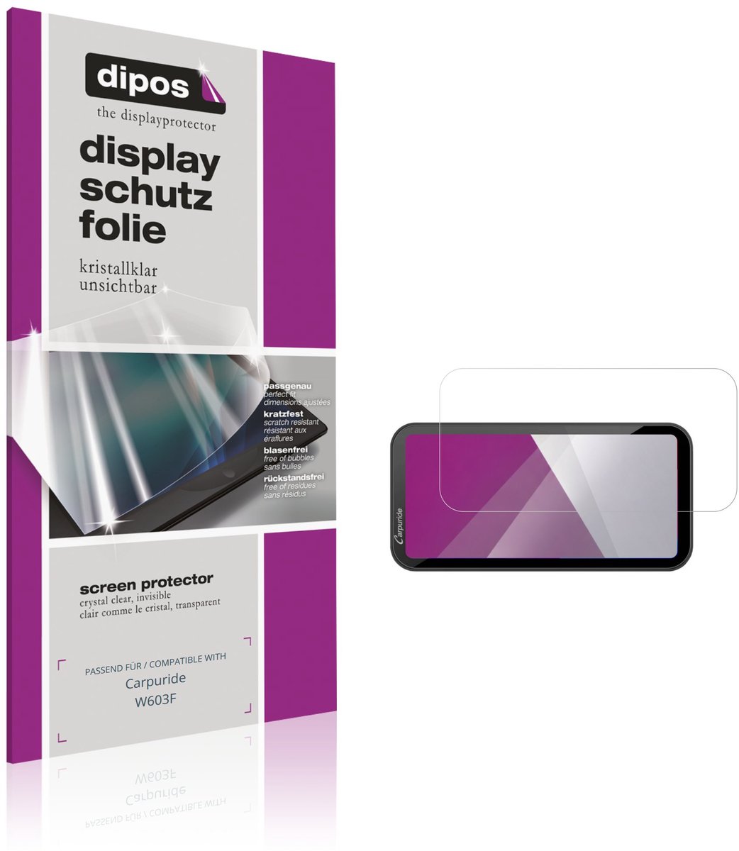 dipos – 2x Beschermfolie geschikt voor Carpuride W603F | Krasbestendige & heldere Screenprotector Ultra-Thin